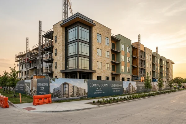 Construction fence around a new apartment site