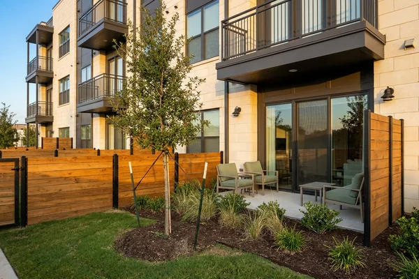 Ground-floor patio at a new community
