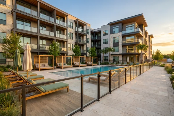 Pool deck at a new community, not yet open