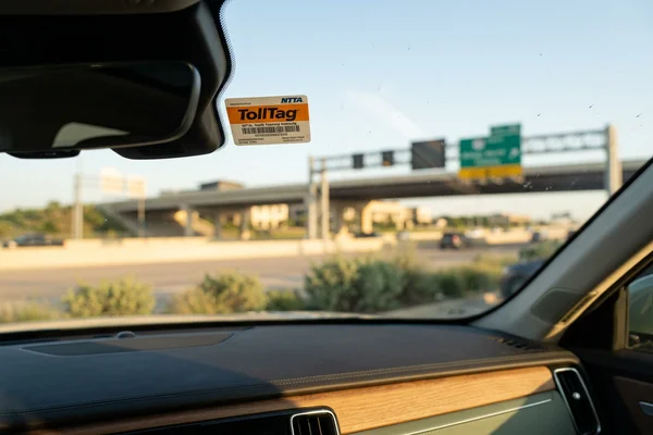 TollTag sticker on a windshield