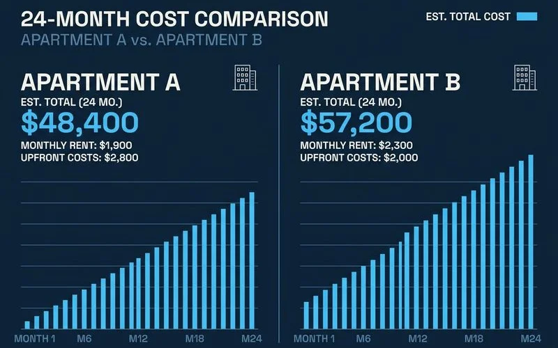 Two-column cost comparison chart over 24 months
