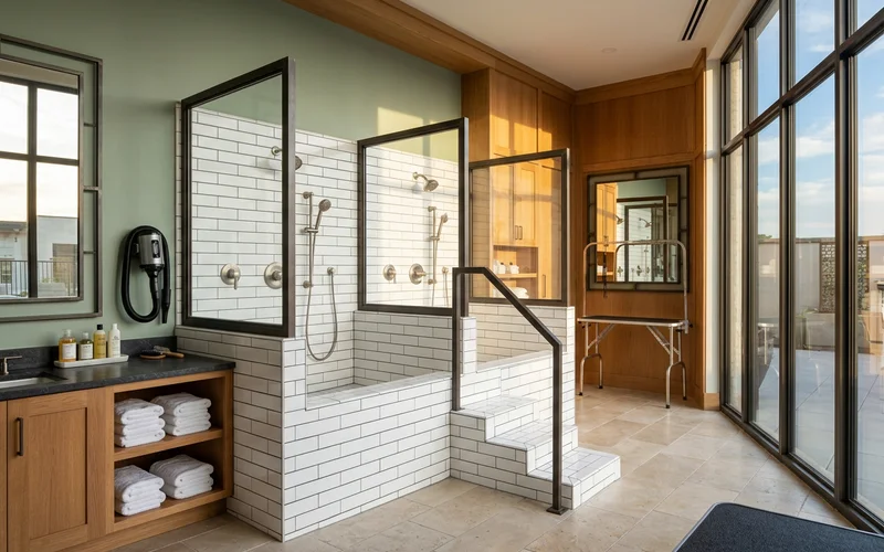 Pet wash station in a new apartment building