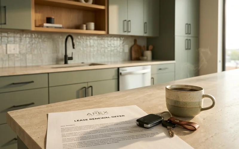 Renewal offer letter on a kitchen counter
