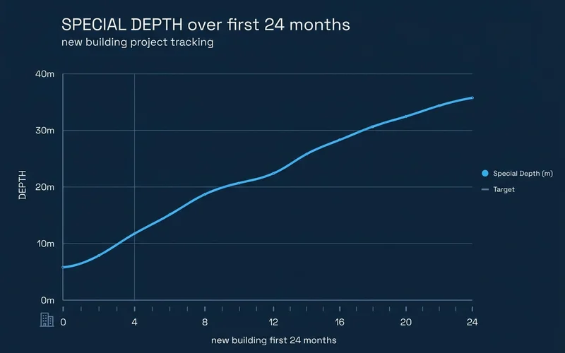 Curve chart of special depth over a building's first 24 months