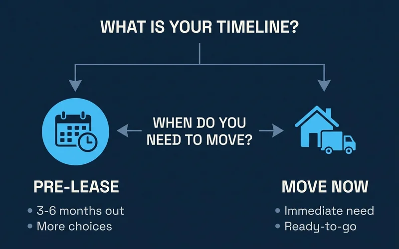 Decision flow graphic: pre-lease or move now