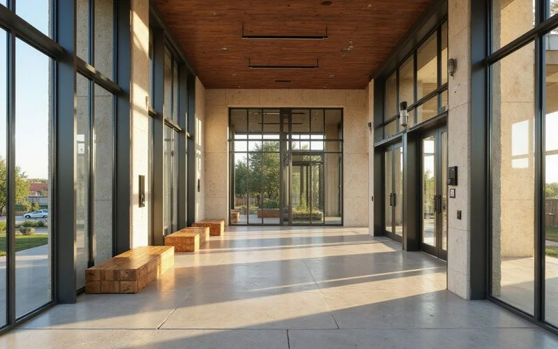 Elevator lobby in a new apartment building